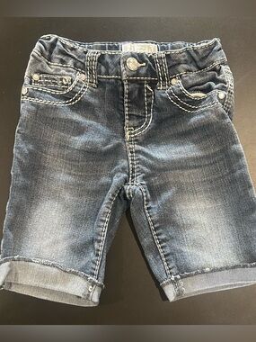 Xhilaration Dark Blue Denim Shorts with Contrast Stitching